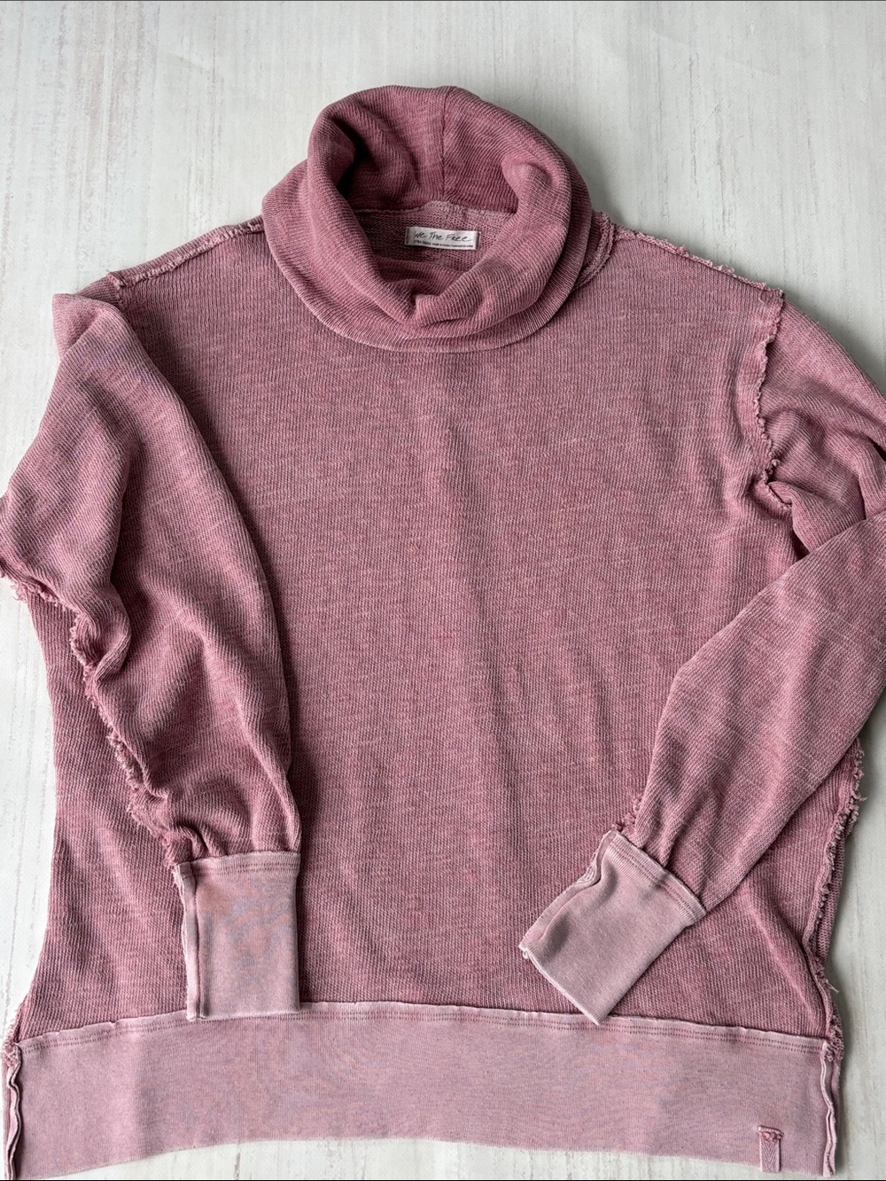 Free People We The Free Dusty Rose Pink Cowl Neck Turtleneck Top Sweater Exc Con